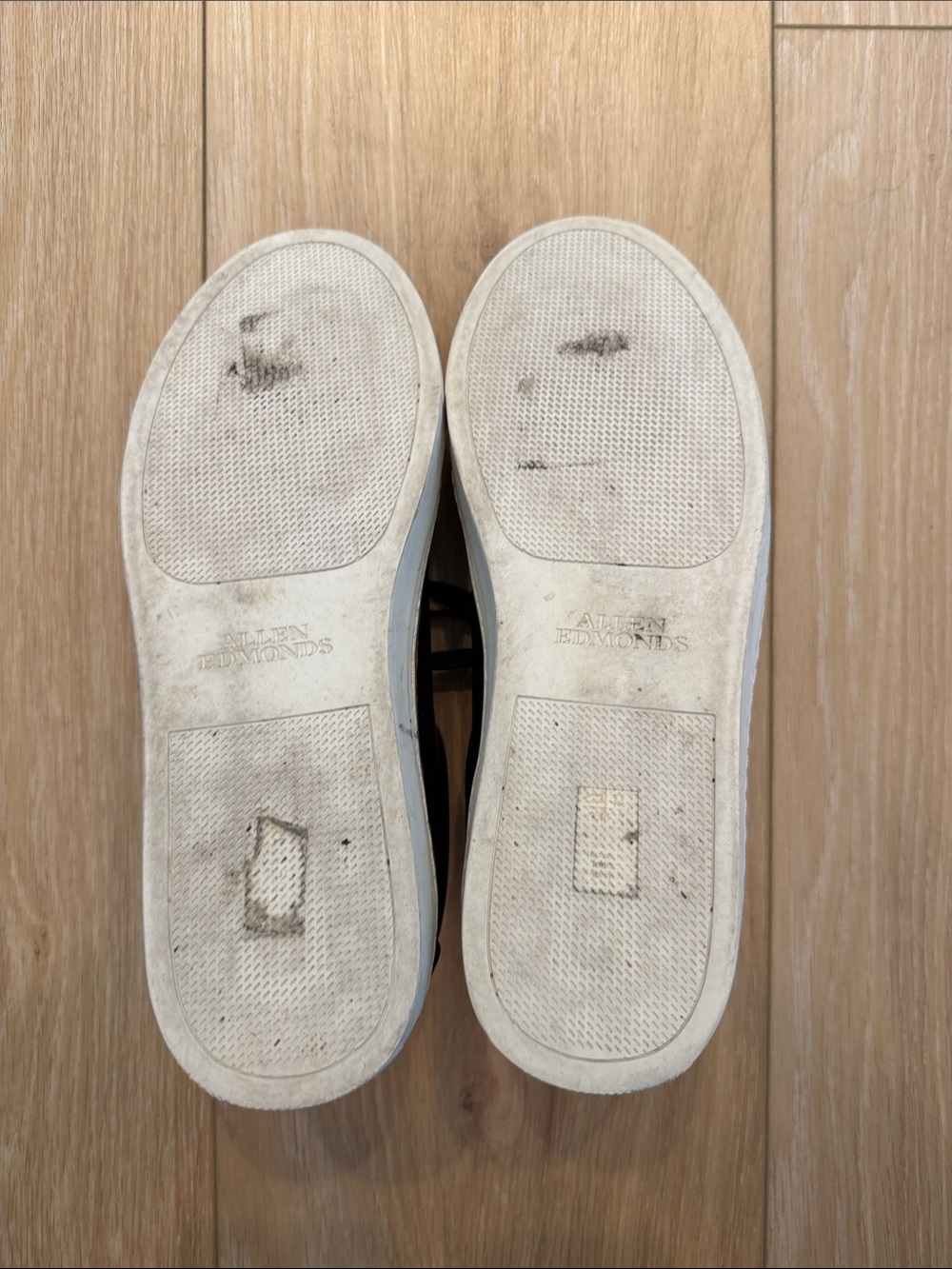 Allen Edmonds Black Leather Sneakers with White Sole and Tan Trim - Picture 6 of 7